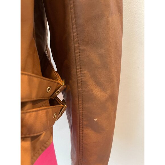 Lane Bryant Womens Moto Jacket Faux Leather Zip up Long Sleeve Brown Size 18/20 - Picture 6 of 9